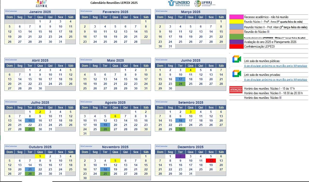 Calendário Lepedi 2025